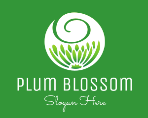 Green Flower Swirl logo design