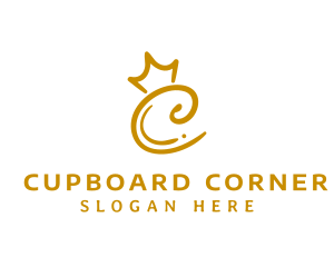 Golden Royal Crown Letter C  logo design