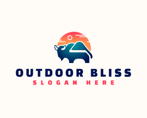 Bison Travel Mountain logo design