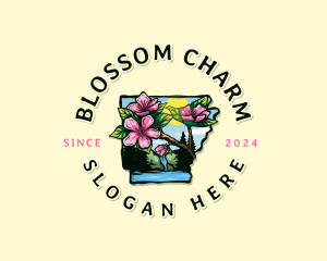 Arkansas Apple Blossom Flower logo design