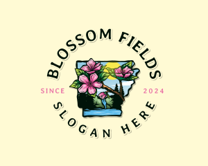 Arkansas Apple Blossom Flower logo design