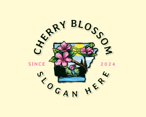 Arkansas Apple Blossom Flower logo design