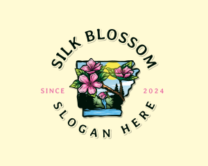 Arkansas Apple Blossom Flower logo design