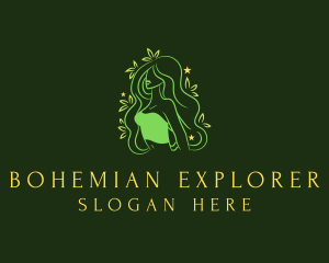 Green Bohemian Nature Lady logo design