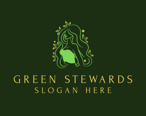 Green Bohemian Nature Lady logo design