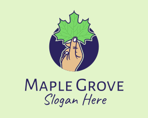 Maple Leaf Hand  logo design