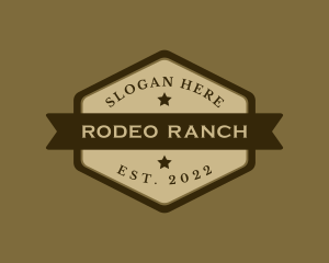 Hexagon Cowboy Ranch Banner logo design