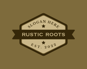 Hexagon Cowboy Ranch Banner logo design