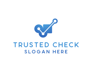 Blue Circuit Check logo design