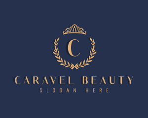 Crown Leaf Wreath logo design