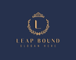 Crown Leaf Wreath logo design