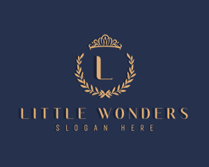 Crown Leaf Wreath logo design