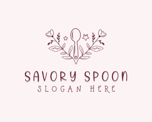 Flower Baking Spoon logo design