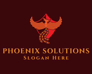 Phoenix Mythical Bird Shield logo design