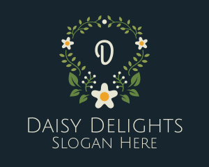 Daisy Floral Wreath logo