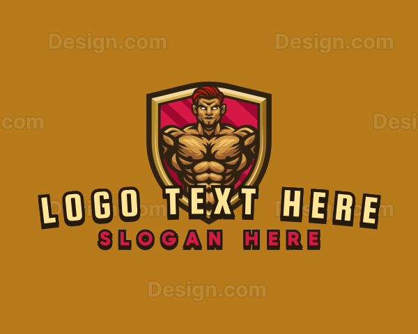 Muscular Man Gym Trainer Logo