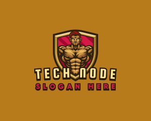 Muscular Man Gym Trainer Logo