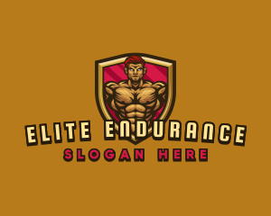 Muscular Man Gym Trainer logo design