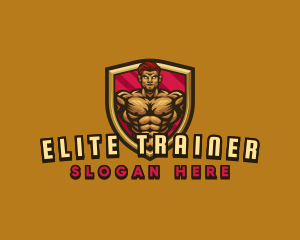 Muscular Man Gym Trainer logo design