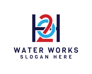 Water H2O Treatment logo design