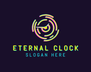 Neon Clock Time logo design