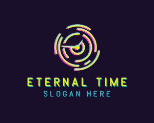 Neon Clock Time logo design