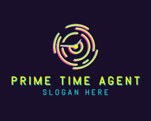 Neon Clock Time logo design