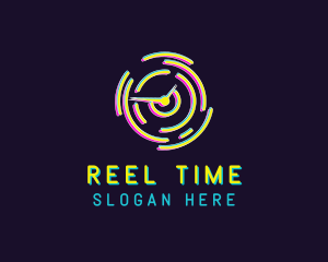 Neon Clock Time logo design