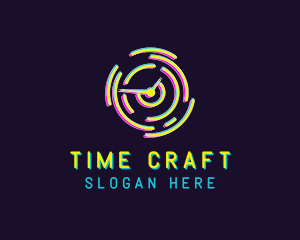 Neon Clock Time logo design