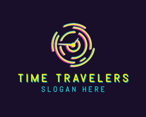 Neon Clock Time logo design