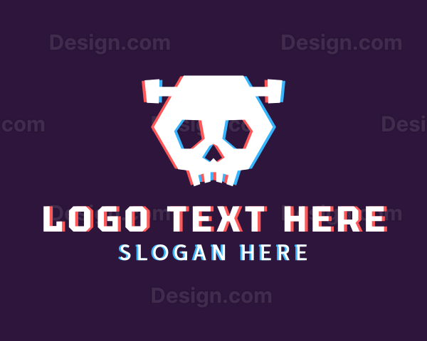 Cyber Glitch Skull Logo