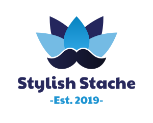 Blue Lotus Mustache logo