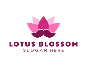 Blue Lotus Mustache logo design