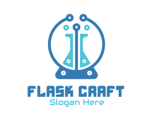 Lab Flask Circuit logo design