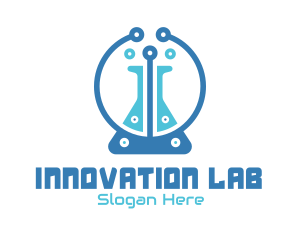 Lab Flask Circuit logo design