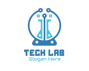 Lab Flask Circuit logo design