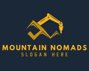 Excavator Drill Mountain logo design