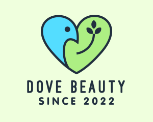 Nature Heart Dove logo design