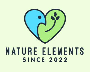 Nature Heart Dove logo design