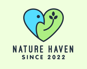 Nature Heart Dove logo design