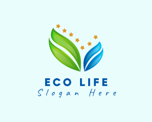 Eco Gradient Leaf Star logo design