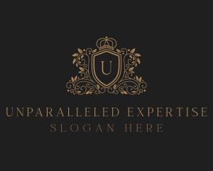 Gold Royal Shield Hotel logo design