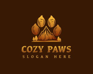 Mountain Wildlife Paw logo design