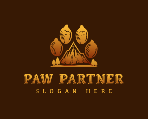 Mountain Wildlife Paw logo design