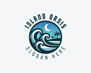 Beach Waves Island logo design