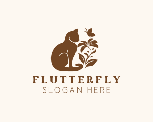 Cat Flower Butterfly logo design