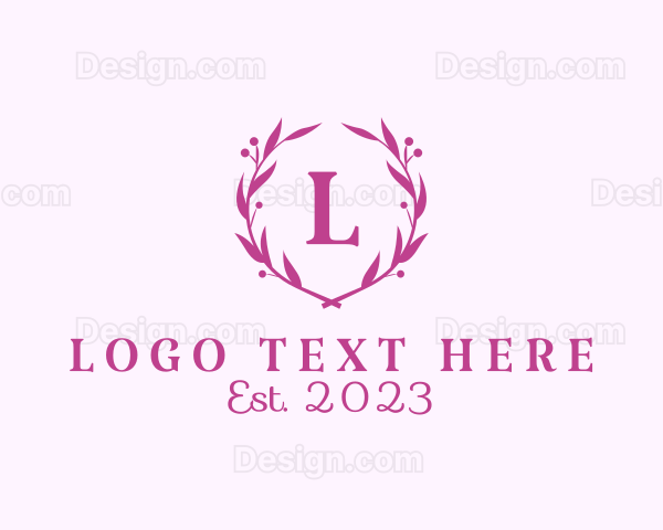 Feminine Ornamental Wreath Cosmetics Logo