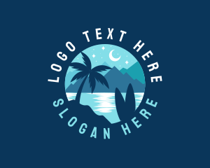 Night Beach Palm Tree logo