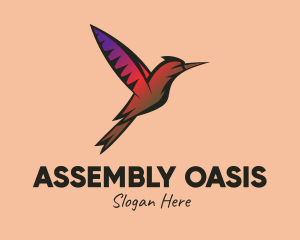 Gradient Hummingbird Flying logo design