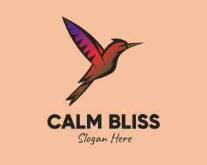 Gradient Hummingbird Flying logo design